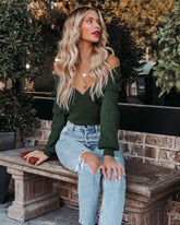 Abbey Drape Knit Sweater - Emerald LUSH-001